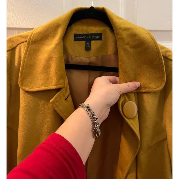 🌟Vintage Harve Bernard Cute Dark Yellow 100% Wool Winter Fall Autumn Coat XL🌟 - Picture 3 of 8